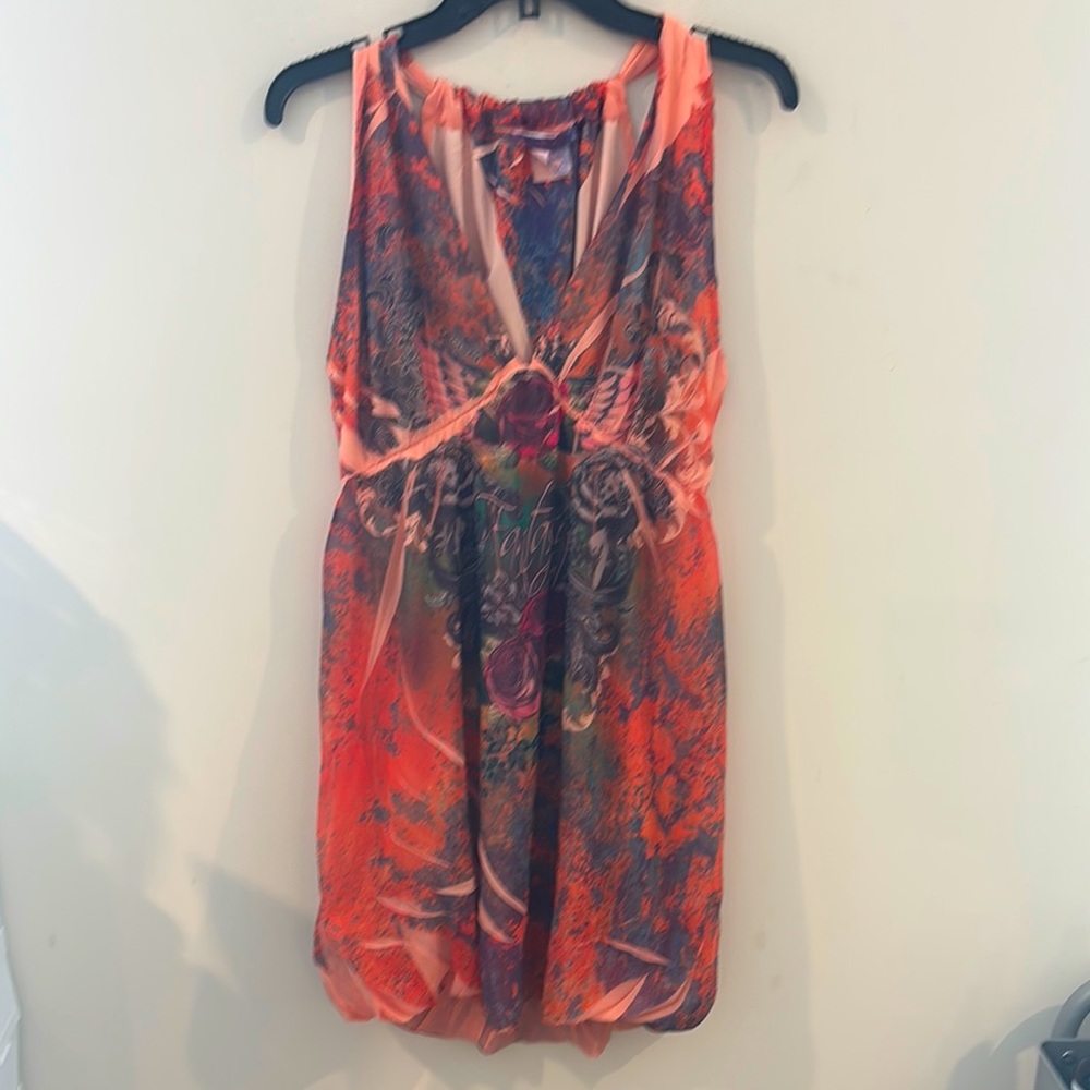 Daniel Benjamin Size‎ L Sundress Vibrant Multicolor Orange
